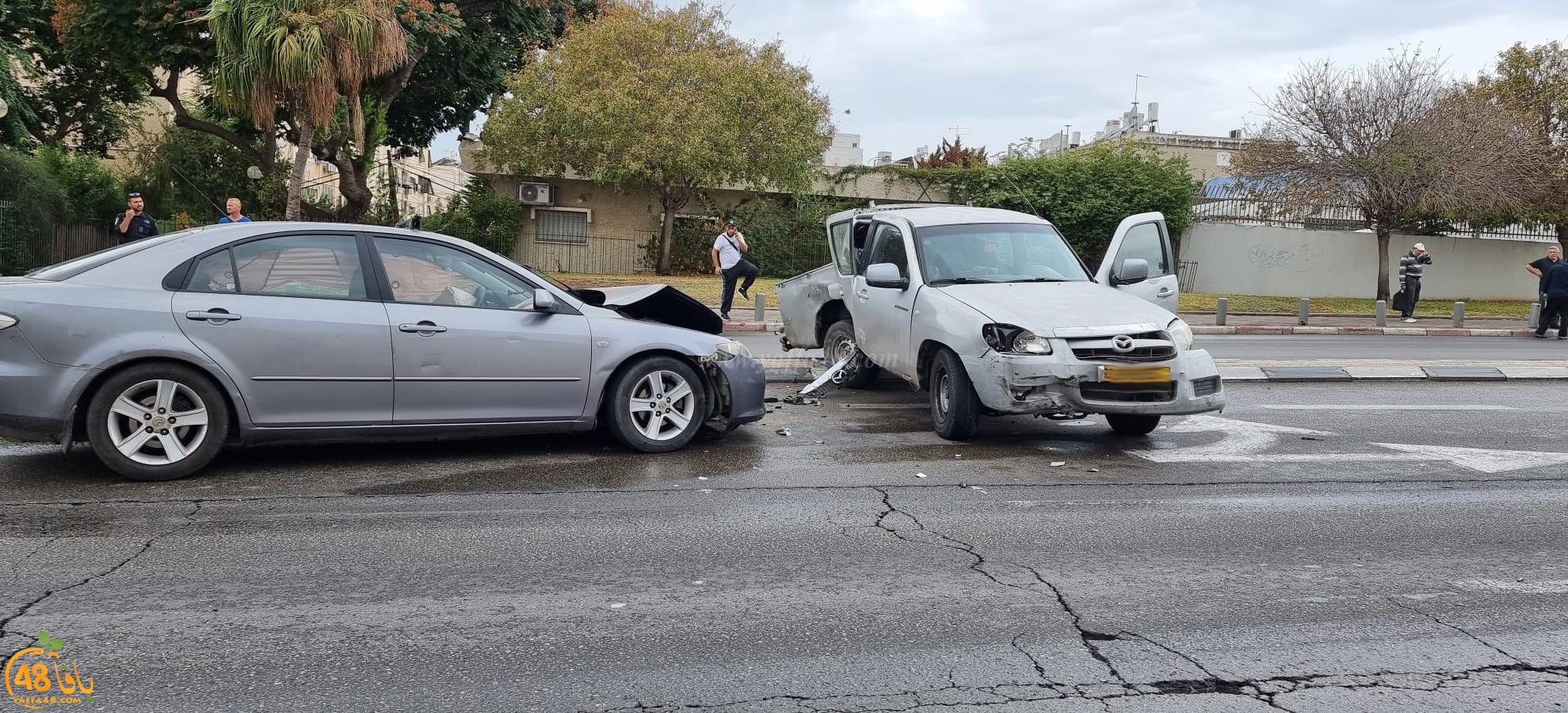 يافا: اصابة طفيفة بحادث طرق بين مركبتين قرب مقبرة طاسو 